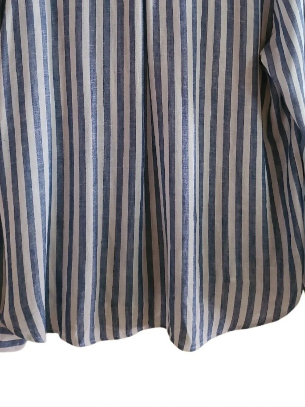 Rails Charli Striped Button-Up Shirt in Blue White Linen Blend Semi Sheer